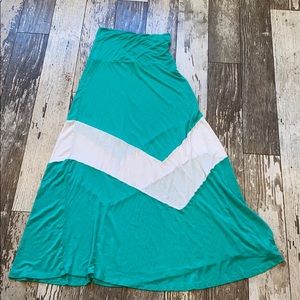 Turquoise & White Maxi Skirt